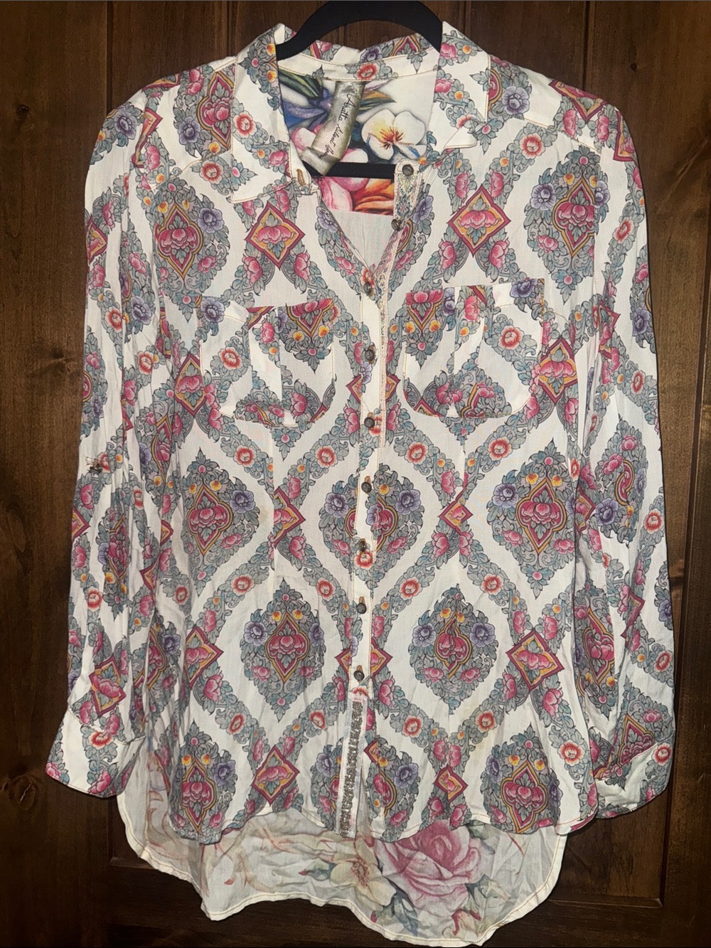 Aratta Silent Journey Printed Button-Front Blouse